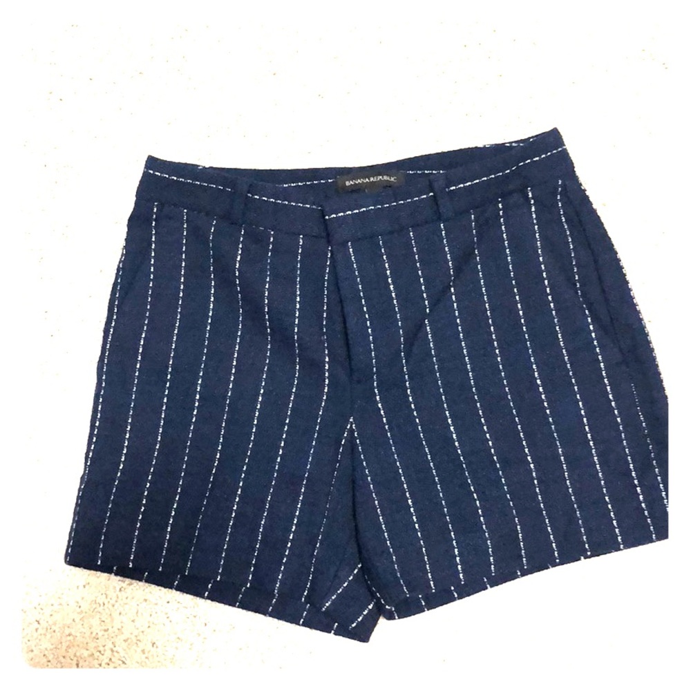 Blue and white striped shorts